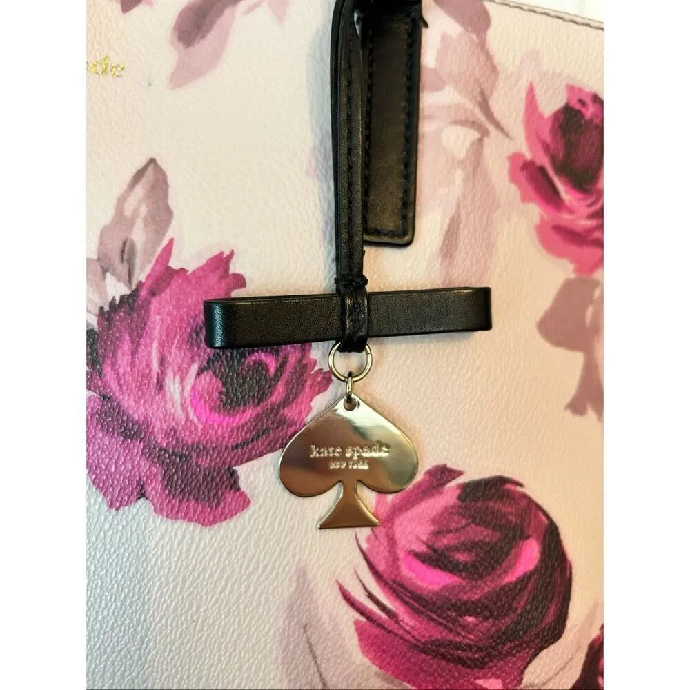 Kate Spade New York Hawthorne Lane Pink Roses Ryan Tote Purse Bag